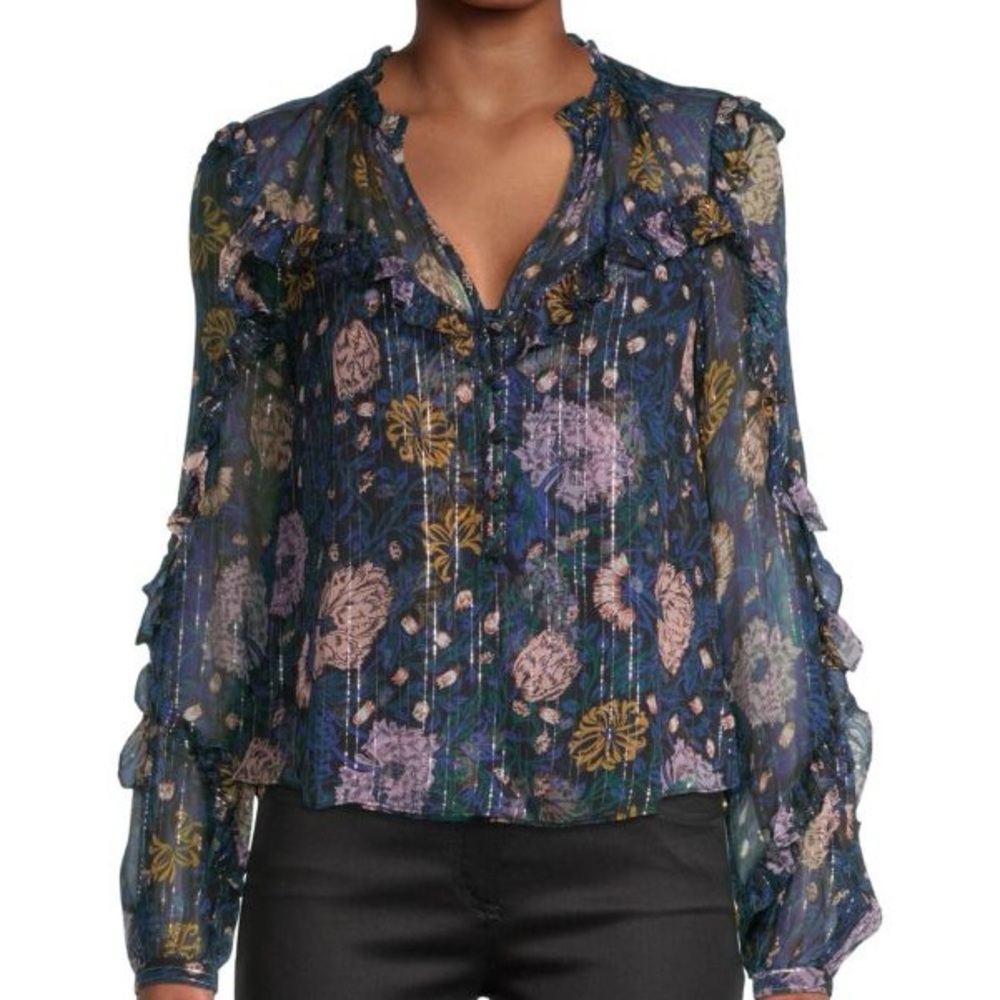 VERONICA BEARD
Abra Sheer Floral Silk-Blend Blouse